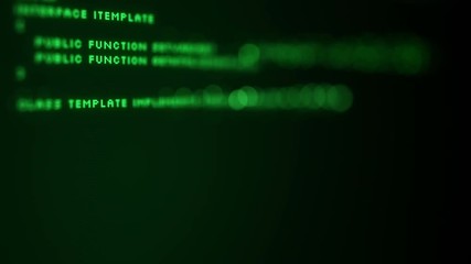 Wall Mural - programming code on screen. shallow dof 4k uhd (3840x2160)