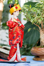 Cute Japanese Geisha Doll With Bonsai