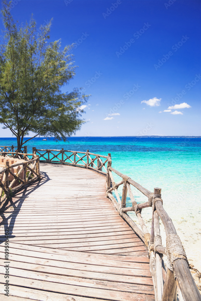 Beautiful bay on the tropical island of Zanzibar - obrazy, fototapety, plakaty 