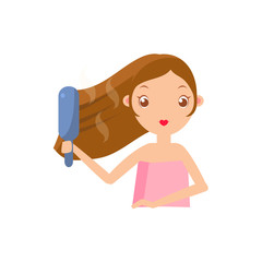 Sticker - Girl Straightening The Hair 