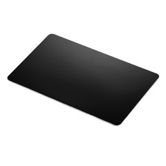 Studio shot of a black credit card or gift card isolated on white. Image taken from above, top view.