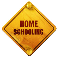 Wall Mural - homeschooling, 3d rendering, isolated grunge yellow road sign