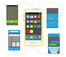 Aufkleber - Modern smartphone with different interface elements