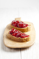 Canvas Print - wheat bread with strawberry jam