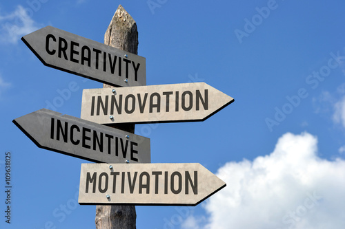 Fotografía La creatividad, la innovación, incentivos, motivación poste indicador
