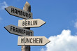 Hamburg, Berlin, Frankfurt, Munchen - signpost