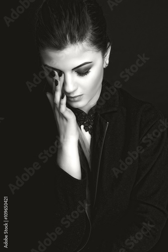 Emotional Portrait Of A Young Beautiful Girl Expressing Fear