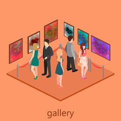 Wall Mural - Isometric interior of picture gallery