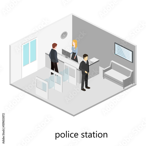 Isometric Interior Of Police Station Buy This Stock