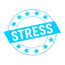 Stress White Wording On Blue Rectangle And Circle Blue Stars
