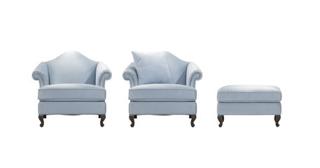 Wall Mural - Armchairs and stool set, isolated with clipping mask.
