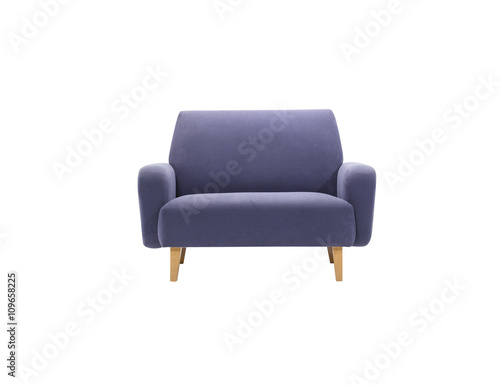 Fotografie, Obraz Blue armchair isolated with clipping mask, front view.