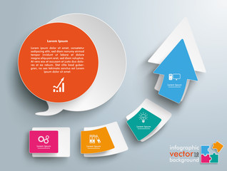Canvas Print - Growth Arrow Four Pieces Speech Bubble Infographic