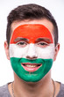 © F8  \ Suport Ukraine - Face portrait of Hungarian football fan support Hungary national team on white background. European football fans concept.
