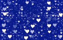Many White Hearts On Blue Background