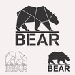 Brown bear. Grizzly bear. Arctic bear geometric lines silhouette isolated on white background vintage vector design element illustration set