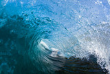 Fototapeta  - Wave Inside blue crashing ocean water tube