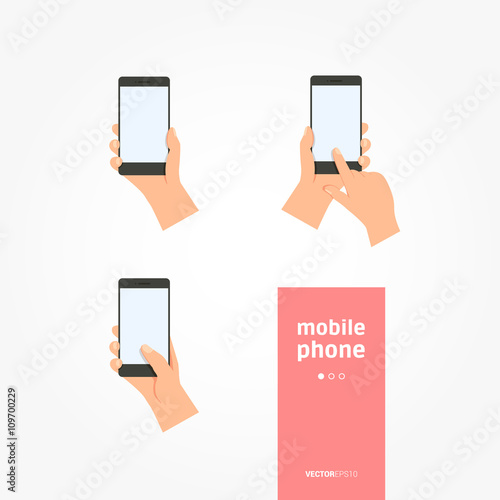 Hands Holding Mobile Phone Vector Stock Vector | Adobe Stock