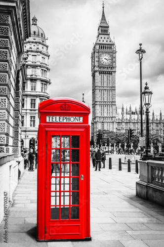 Obraz w ramie Telefonzelle London Big Ben