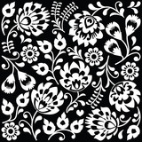 Polish folk art white pattern on black - Wzory Lowickie, Wycinanki 