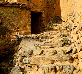 in oman mountain the old abandoned village arch    house and  cl