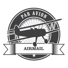 Airmail Stamp With Biplane - Per Avion