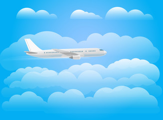 Canvas Print - Flying aircraft in the sky. Flat design illustration