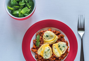 Poster - Lumaconi stuffed with ricotta with bolognese sauce