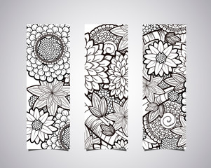 Identity banners with vector black and white zendoodle tattoo fl