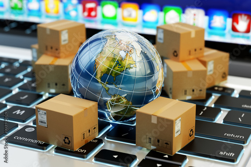 Fotografía Internet shopping, online purchases, e-commerce, international package delivery