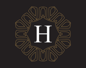 Sticker - monogram vintage,letter H classic logo