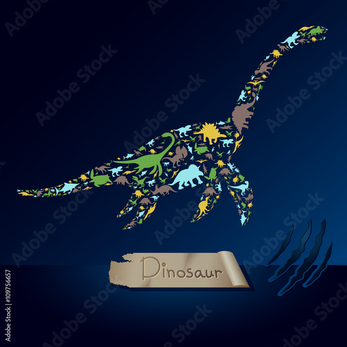 Cuadros en Lienzo Flat dinosaur and prehistoric reptile animal infographic banner background templ