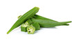 Sliced okra isolated on the white backgroud
