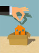 Housing Package - Hand putting or pulling a house into or from a box