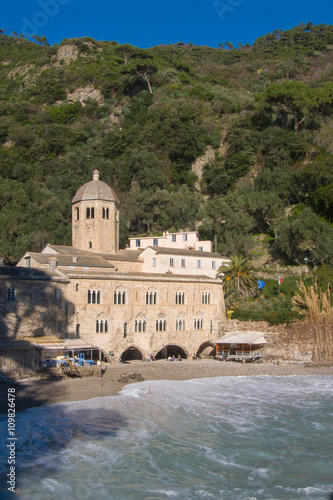 Fotografie, Obraz Romanesque Abbey of San Fruttuoso near Portofino Genoa Liguria Italy