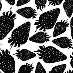 Canvas Print - Strawberry silhouette pattern seamless