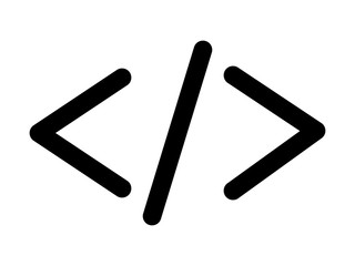 HTML code angle bracket line art icon for apps and websites