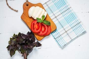 Wall Mural - Mozarella cheese with tomatos and basil