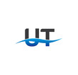 © otakzatikz - ut initial logo with swoosh blue and grey