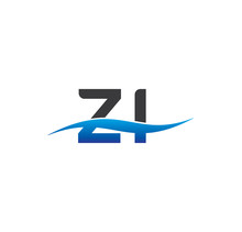 Zi Initial Logo With Swoosh Blue And Grey