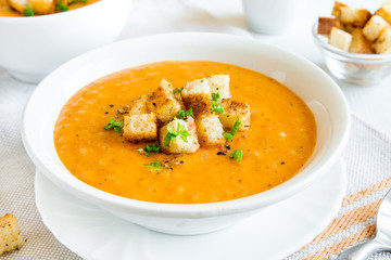 Wall Mural - Vegetable soup with croutons