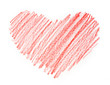 red heart painted in watercolor on white background