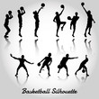 Attack and deffense basketbal silhouette