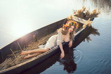 Fantasy Art Photo Of A Beautiful Lady Lying In Boat