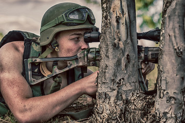 soldier with weapon