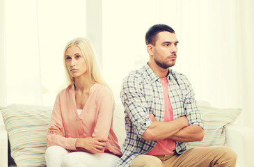 Canvas Print - unhappy couple having argument at home