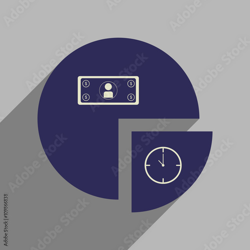 Flat Web Icon With Long Shadow Time Money Chart Buy This - 
