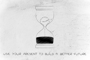 hourglass with melting clock, use the present to build the futur