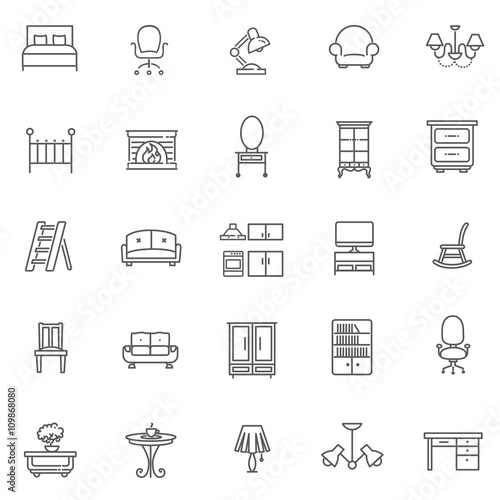 Furniture And Home Decor Icon Set Buy This Stock Vector