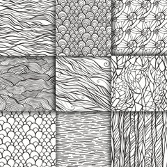 Wall Mural - abstract doodle seamless patterns set